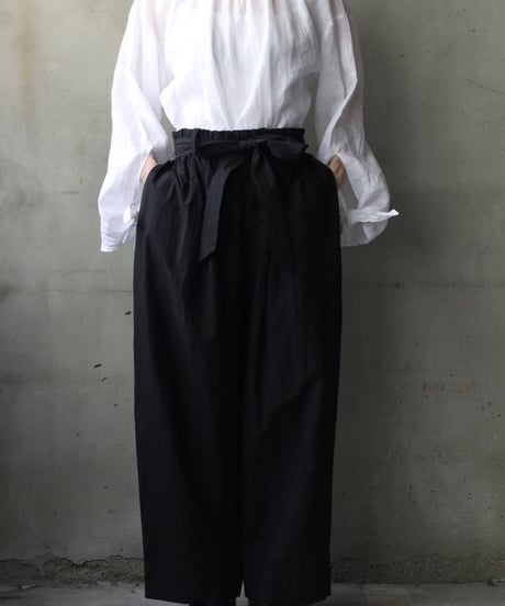 cavane キャヴァネ / Volume Wide Pants with Belt Cotton&Linenパンツ/ ca-26065
