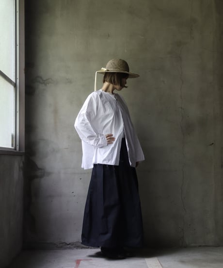 SCHA シャー/ Round Neck Open Front Volume Top" OE "-PAPER COTTON HEAVY- / Sc-23008 ( Art#1724)