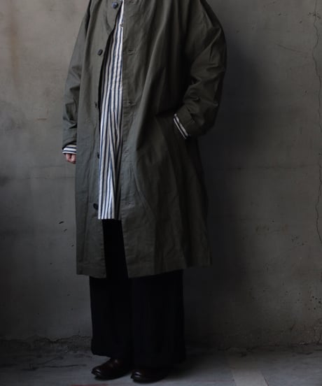 cavane キャヴァネ / Round-Coat Linen/Cotton100硫化染めコート / ca-26018