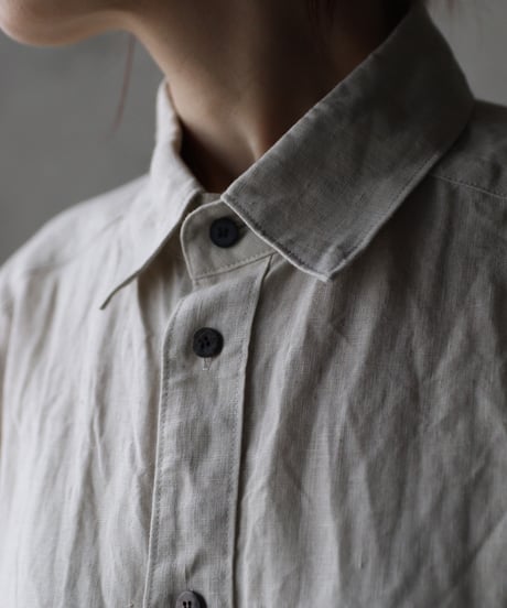 cavane キャヴァネ / Shirt-Dress Linen100硫化染めワンピース / ca-26020