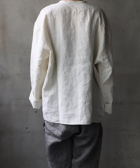 klauseクロイゼ / Sun-dried Linen C.S Slit Neck Shirtシャツ/ kla-25013