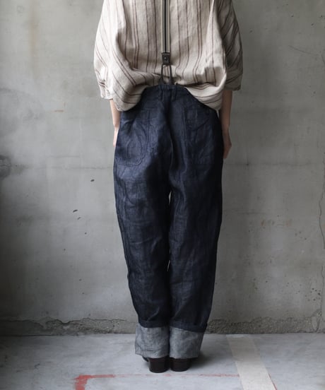 cavane キャヴァネ / Denim linen Over pants with suspendersパンツ / ca-23012