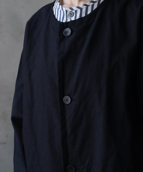 cavane キャヴァネ / Round-Coat Linen/Cotton100硫化染めコート / ca-26017