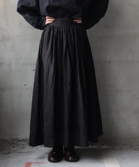 cavane キャヴァネ / Gathered skirt with side button linen100 スカート / ca-25145A