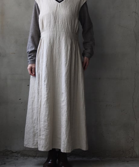 cavane キャヴァネ / Gathered dressⅡ wool & linen ワンピース / ca-25179