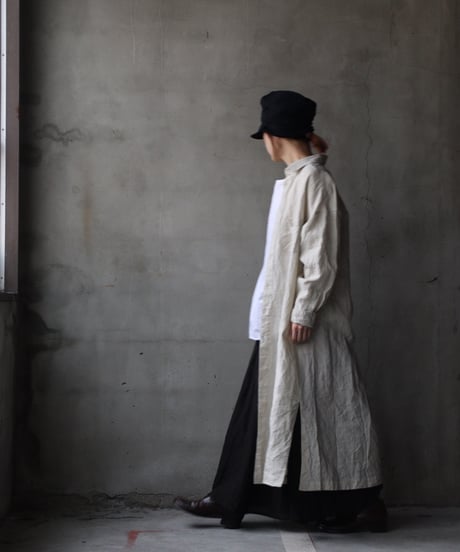 cavane キャヴァネ / Shirt-Dress Linen100硫化染めワンピース / ca-26020