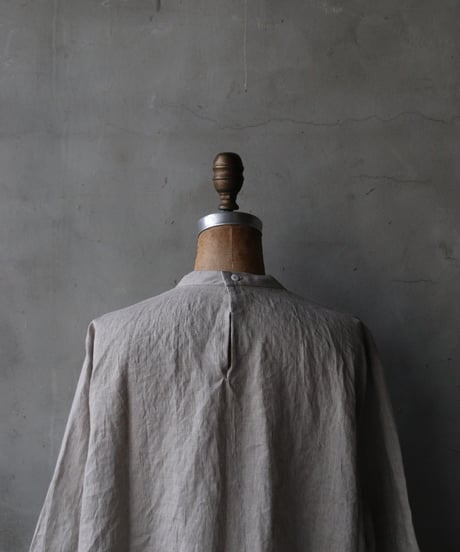 klauseクロイゼ / Belarus Linen Band Collar Shirt Long Dress/ kla-26001