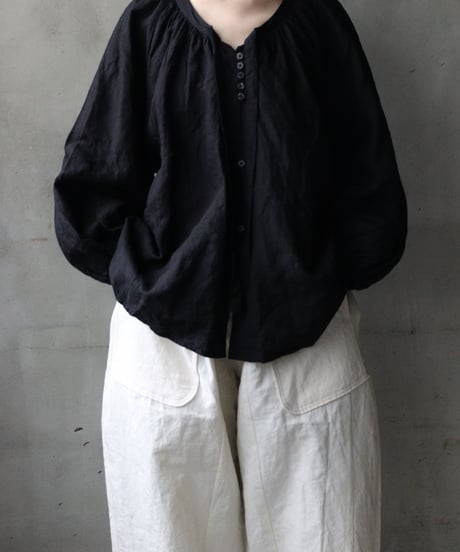 cavane キャヴァネ / Raglan puff-sleeve blouse Linen100天日干しブラウス / ca-26048