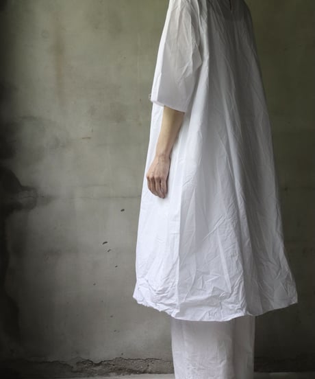 SCHA シャー/ Round Neck Elbow-lenght Sleeve Dress Short " OE "-PAPER COTTON - / Sc-23010( Art#1667)