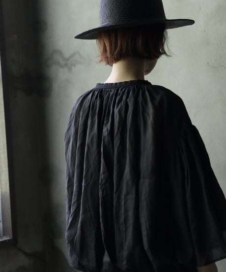 cavane キャヴァネ / Wide-sleeves with waist drawstring linen100 blouseブラウス / ca-25105