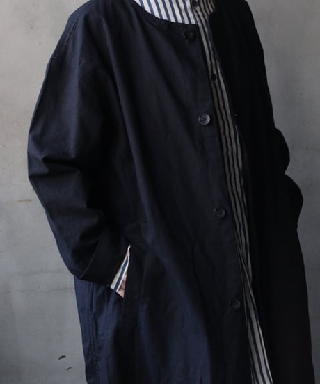 cavane キャヴァネ / Round-Coat Linen/Cotton100硫化染めコート / ca-26017