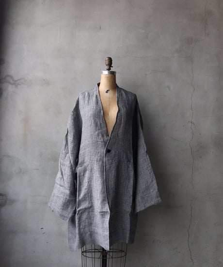 klauseクロイゼ / Gown Middle Lenght French Linen Glen Check / kla-26015