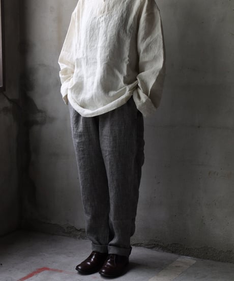 klauseクロイゼ / Sun-dried Linen C.S Slit Neck Shirtシャツ/ kla-25013