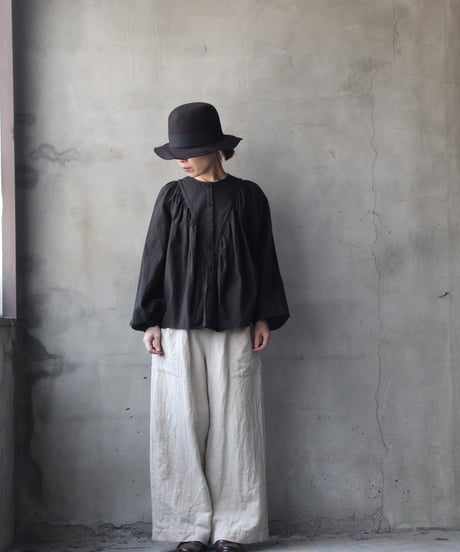cavane キャヴァネ / Stand-collar raglan cotton & linen blouseブラウス / ca-26007