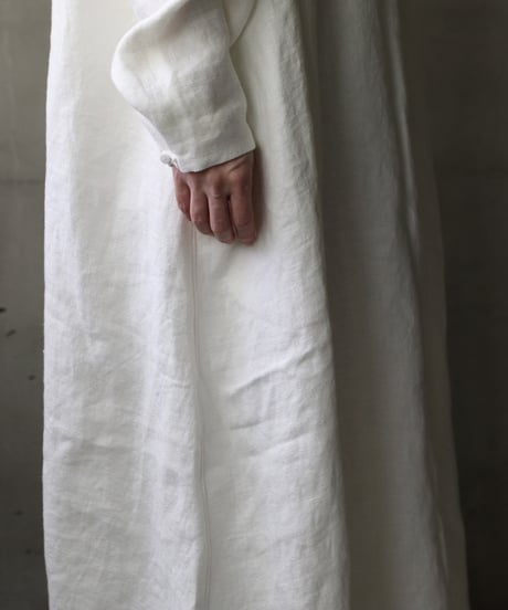 klauseクロイゼ / Band collar Shirt Long Belarus Linen(綾織/中厚手)ワンピース/ kla-25007