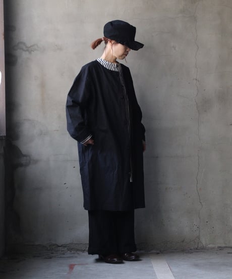cavane キャヴァネ / Round-Coat Linen/Cotton100硫化染めコート / ca-26017