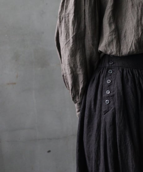 cavane キャヴァネ / Gathered skirt with side button linen100 スカート / ca-25145