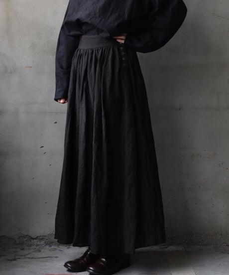 cavane キャヴァネ / Gathered skirt with side button linen100 スカート / ca-25145A