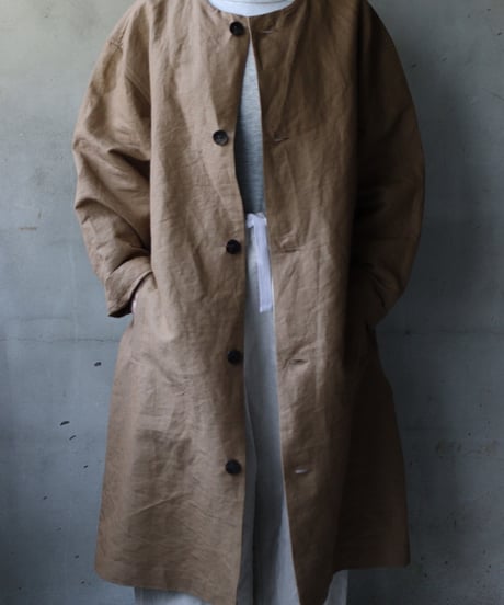 cavane キャヴァネ / Round-Coat Linen/Washi100コート / ca-25034