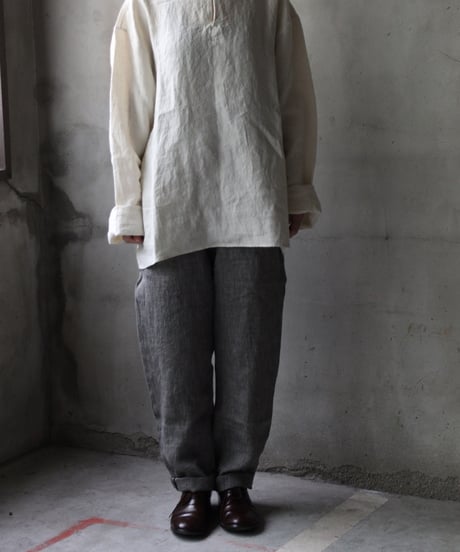 klauseクロイゼ / Sun-dried Linen C.S Slit Neck Shirtシャツ/ kla-25013