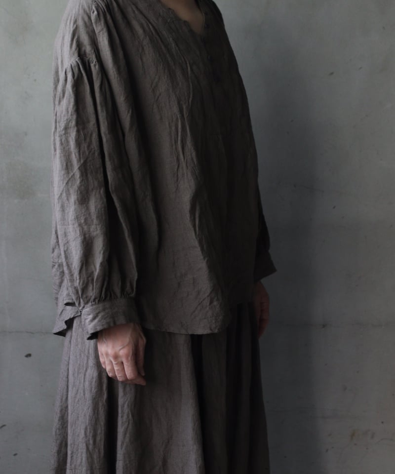 キャヴァネ　cavane リネン　ブラウス　ベージュ　Ｆ　長袖 キャヴァネcavane リネンブラウスベージュF長袖