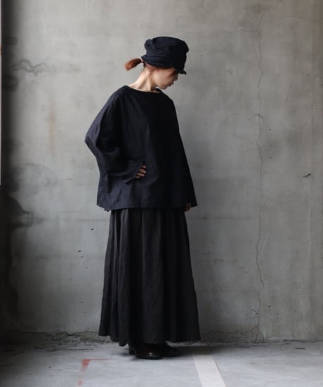 cavane キャヴァネ / Gathered skirt with side button linen100 スカート / ca-25145A