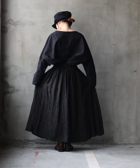 cavane キャヴァネ / Gathered skirt with side button linen100 スカート / ca-25145A
