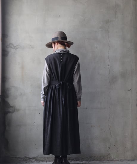 cavane キャヴァネ / Gathered dressⅡ wool & linen ワンピース / ca-25178