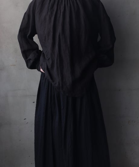 cavane キャヴァネ / Pull-over blouse with tie Linen100ブラウス / ca-26030