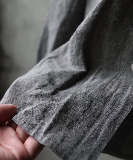NOUSANノウザン/ Collarless Shirt linen dungaree 杢BK / No-26005