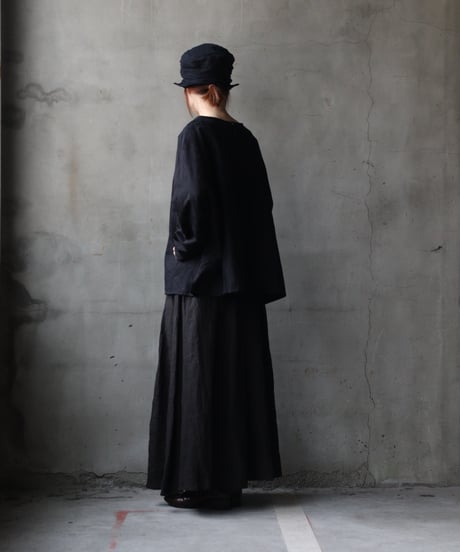 cavane キャヴァネ / Gathered skirt with side button linen100 スカート / ca-25145A