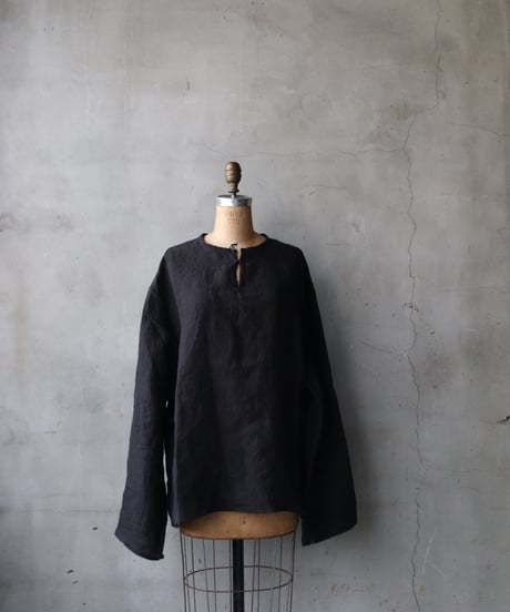 klauseクロイゼ / 天日干しTwill Linen C.S.Slit Neck Shirt / kla-26011