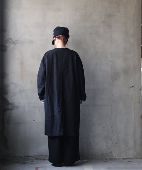 cavane キャヴァネ / Round-Coat Linen/Cotton100硫化染めコート / ca-26017