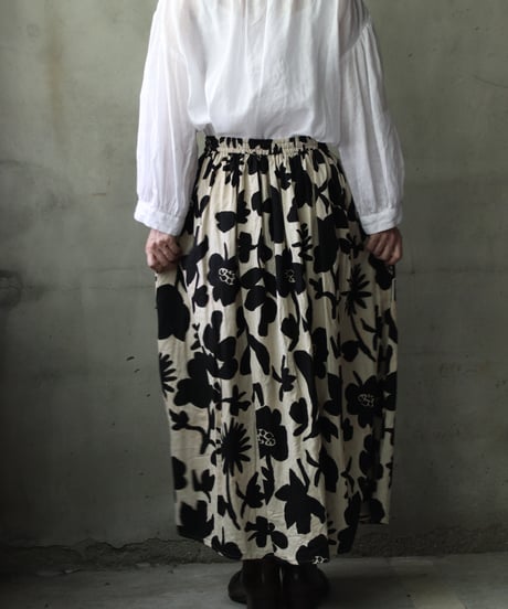 cavane キャヴァネ / Gatehered Petti Skirt Cotton&linenスカート/ ca-26071
