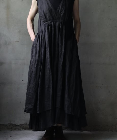 cavane キャヴァネ / Gathered dress linen100ワンピース / ca-25119