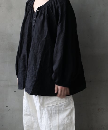 cavane キャヴァネ / Raglan puff-sleeve blouse Linen100天日干しブラウス / ca-26048