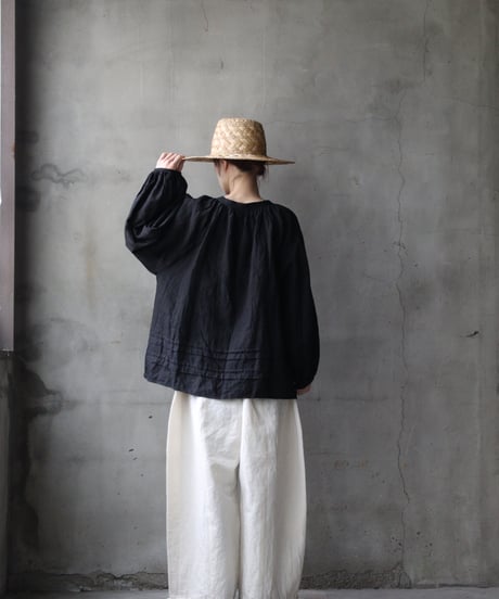 cavane キャヴァネ / Raglan puff-sleeve blouse Linen100天日干しブラウス / ca-26048
