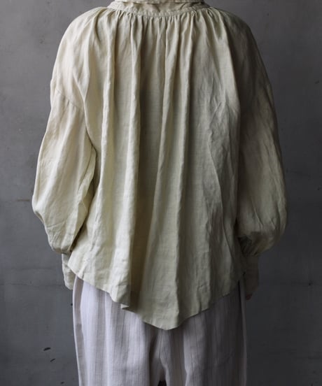 cavane キャヴァネ / Pull-over blouse with tie Linen100ブラウス / ca-26054