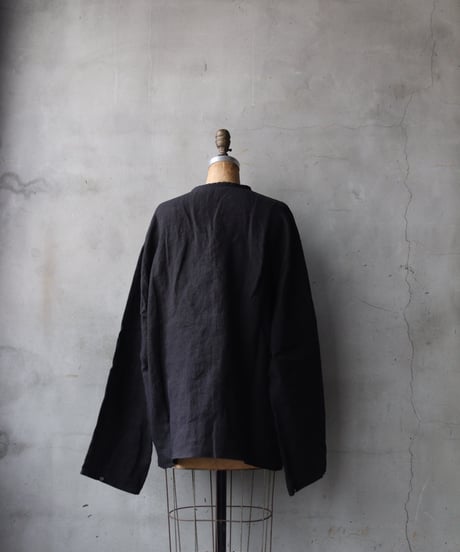klauseクロイゼ / 天日干し綾Twill Linen C.S Slit Neck Shirt / kla-26026