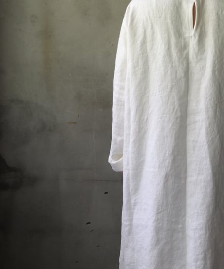 klauseクロイゼ / Band collar Shirt Long Belarus Linen(綾織/中厚手)ワンピース/ kla-25007