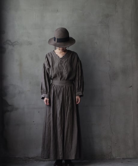 cavane キャヴァネ / Gathered skirt with side button linen100 スカート / ca-25146