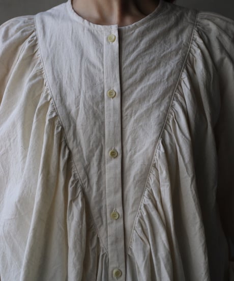再入荷_cavane キャヴァネ / Stand-collar raglan cotton & linen blouseブラウス / ca-26008