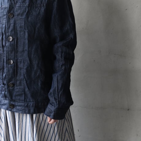 cavane キャヴァネ /  Denim-linen Button Jacketジャケット / ca-24020