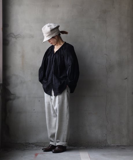 cavane キャヴァネ / Raglan puff-sleeve blouse Jacquardブラウス / ca-26022