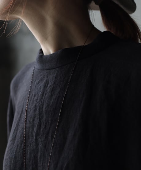 klauseクロイゼ / 天日干しTwill Linen Band Collar Shirt Long Dress/ kla-26002