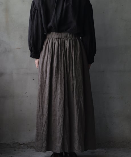 cavane キャヴァネ / Gathered skirt with side button linen100 スカート / ca-25146