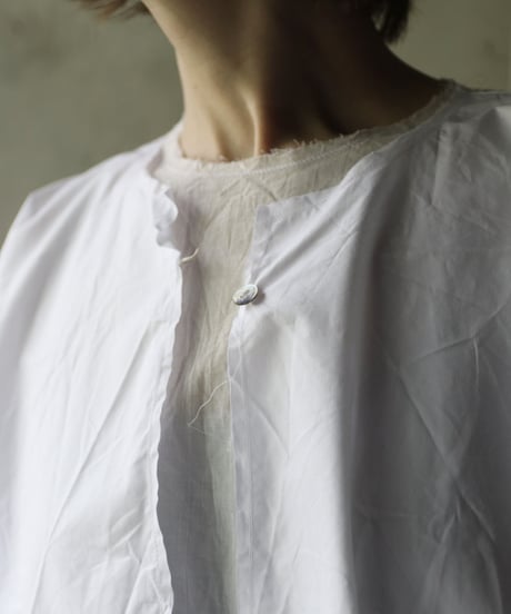 SCHA シャー/ Round Neck Open Front Volume Top" OE "-PAPER COTTON HEAVY- / Sc-23008 ( Art#1724)