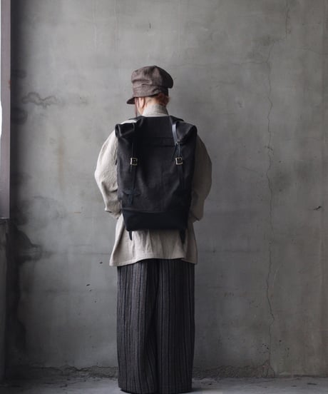 klauseクロイゼ / LEATHER BACK PACK VINTAGE SAKE BAG（酒袋・鉄媒染)/ kla-26035