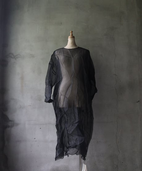 SCHA シャー/ Round Neck Jumper Dress Medium Long " OE "-ORGANZA SILK- / Sc-23026 ( Art#1584)