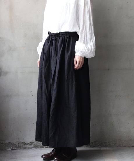 cavane キャヴァネ / Gatehered Petti Skirt linen100スカート/ ca-26051